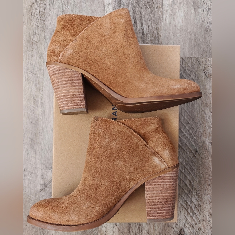 Lucky Brand Dark Honey Suede Leather Ankle Booties